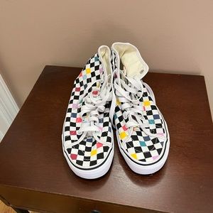 Size 9 (woman’s) Vans checkered high top sneaker’s